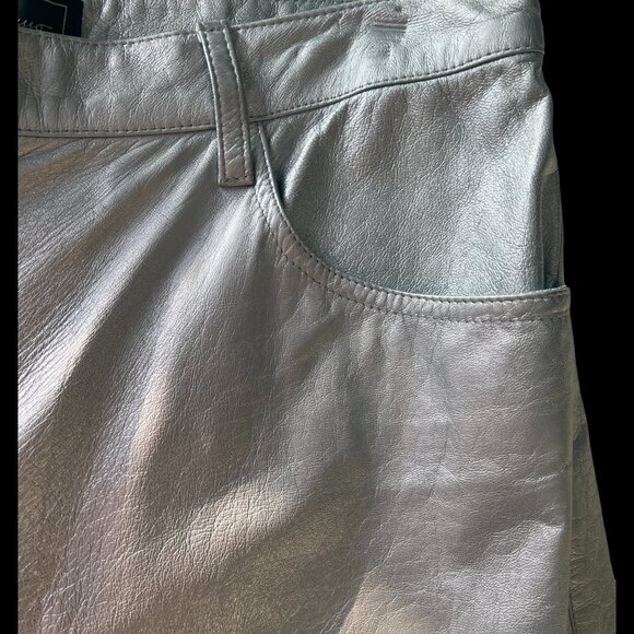 Salvatore Ferragamo Silver Leather Pants, Size 12, Never worn, Soft & Buttery - Picture 7 of 8